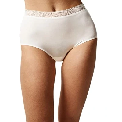 Image of Chantelle Women&#039;s Soft Stretch High Waist Brief with Lace, Ivory, One Size