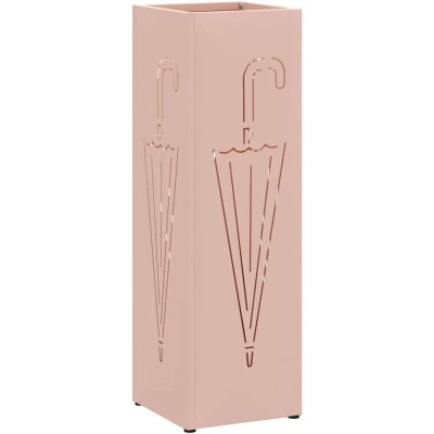 Image of vidaXL Umbrella Stand Pink Metal Medium Rectangular Modern