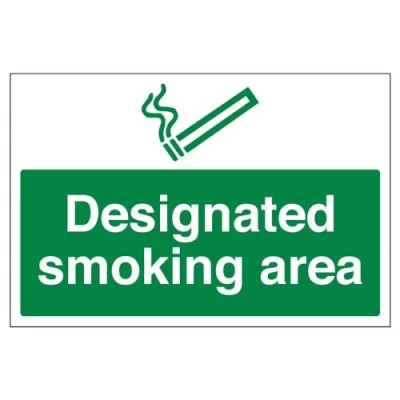 Image of V Safety Designated Smoking Area Prohibition Sign Landscape 300mm x 200mm 2mm Rigid Plastic