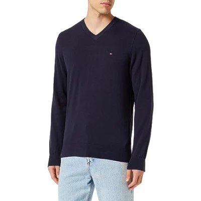Image of Tommy Hilfiger Classic V NECK Jumper, Men&#039;s, Size: XS, Desert sky