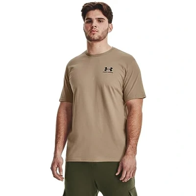 Image of Under Armour Men&#039;s Sportstyle Left Chest Short Sleeve T Shirt, (237) Sahara/Black, L