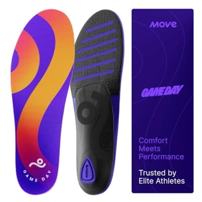 Image of MOVE Game Day Performance and Comfort Insoles Plantar Fasciitis, Running, Shock Absorption, Flat Feet, Arch Support, Basketball, Active Lifestyle, Walking (UK 12 12.5)