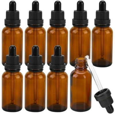 Image of AZKEEGREY 20 Pcs Amber Glass Dropper Bottles 50 ml Pipette Refillable Brown Bottle for Liquids, Essential Oil,Travel
