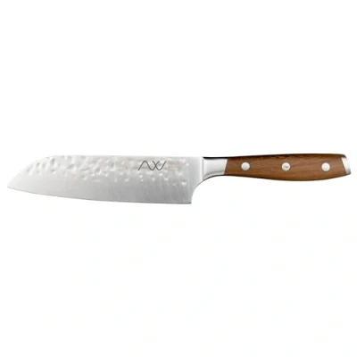 Image of Rockingham Forge RF 7094 Ashwood Series 13.5cm Santoku Knife with Ice Hardened Vanadium Steel Blades, Heat Treated Natural Handles