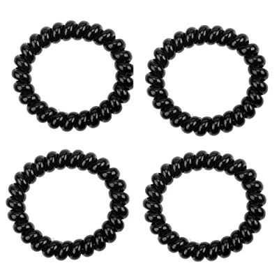 Image of Mytoptrendz® 4 PCS Premium Thick Large Spiral Traceless Coils Wired Hair Bobbles Ponytail Holders Plastic Phone Cord Ties Ponio Bands Endless Snag Free Hairbands (BLACK)