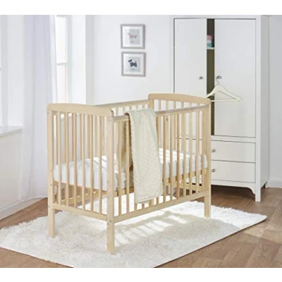 Image of Kinder Valley Sydney Baby Compact Cot Natural with Mattress Included, 3 Adjustable Height Positions &amp; Water Resistant Cover Space Saver