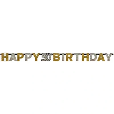 Image of (PKT) Adult Gold Celebration 50th Letter Banner