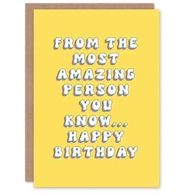 Image of Artery8 Birthday Card From The Most Amazing Person Fun Funny Happy Joke Humour For Her Gran Sister Niece Daughter Wife Woman Greeting
