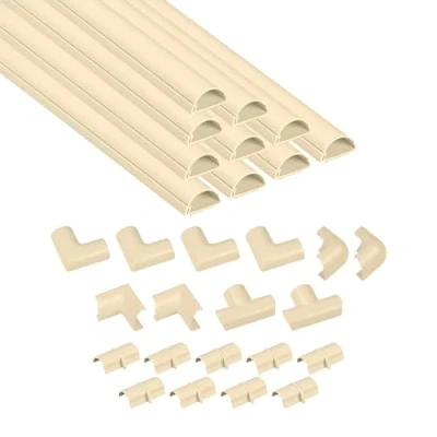 Image of D Line Magnolia Mini Trunking Kit, 4 Meter Self Adhesive Wire Hider, Cable Management to Hide Wires on Wall, Tidy Solution 10x 40cm Lengths and Accessories 30mm (W) x 15mm (H)
