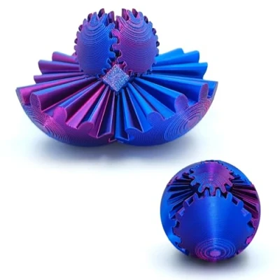Image of Yeefunjoy Gear Ball Fidget, 3D Printed Spin Ball, Sphere Puzzle Cube Fidget Toy, Steampunk Whirling Wonder for Stress and Anxiety Relief