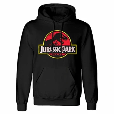 Image of Jurassic Park Classic Logo Adults Black Hoodie Large