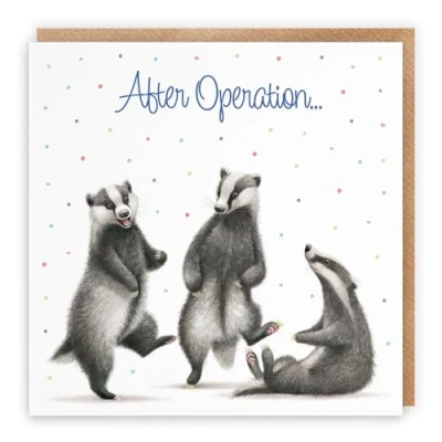 Image of Hunts England Badgers After Operation Card For Him, Her Milo&#039;s Gallery Wildlife Get Well Feel Better Soon Speedy Recovery Animal Lovers Boys, Girls, Men, Women