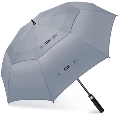 Image of KEYHOT Large Golf Umbrella Windproof Strong 68 Inch, Automatic Open, Double Canopy Vented for Men Women (Gray)