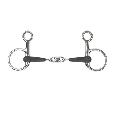 Image of Shires Equikind+ Hanging Cheek Peanut Link Horse Bit in Black UK 5 1/2&quot;,