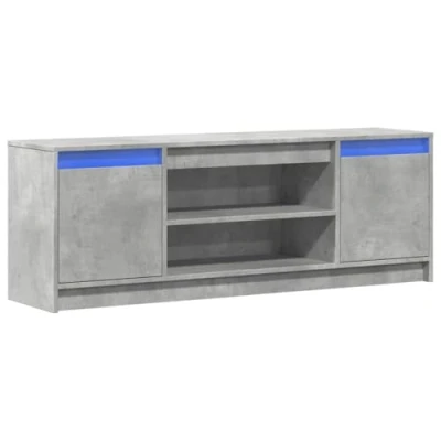 Image of vidaXL TV Cabinet with LED Stand Unit Concrete Grey Wood, Modern Design, Ample Storage, 40 kg Top Capacity, 100x34x50 cm for Living Room/Bedroom