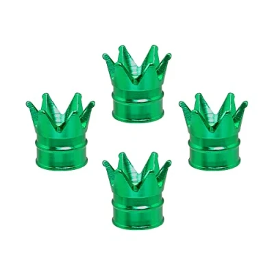 Image of SENZEAL 4Pcs Dust Caps for Car Tyres Crown Tyre Valve Universal Aluminum Alloy Stem Cars Bikes Trucks Motorcycle (Green)