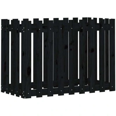 Image of vidaXL Garden Raised Bed with Fence Design Black 100x50x70 cm Solid Wood Pine