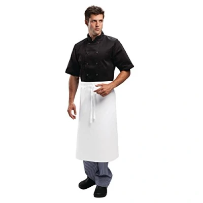 Image of Whites Chefs Clothing Regular Waist Apron, White, Material: Polycotton, Size: 915(W) x 762(L)mm Professional Kitchen, Restaurant Front of House Home Use, A501