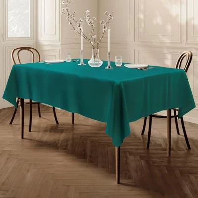 Image of Home Direct Large Rectangular Fabric Tablecloth 140x200cm 55&quot;x78&quot; Teal