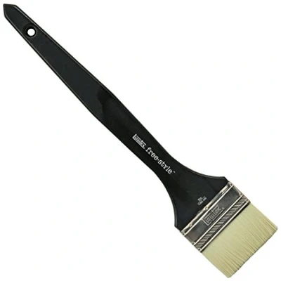 Image of Liquitex Professional Freestyle Large Scale Brush, Broad Flat/Varnish 3 inch, Long Handle,Black