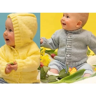 Image of King Cole Double Knit Baby DK Charity Knitting Pattern Hooded or Round Neck Cardigan (1009)