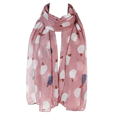 Image of London Scarfs Hedgehog Print Design Lightweight Scarves for Women Large Size Lady Scarf (Dusty Pink)