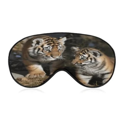 Image of Eye Mask, Siberian Tiger Cubs Printed Sleeping Mask,Night Mask,Blackout Mask,Travel Mask