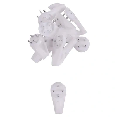 Image of White 40mm Plastic Picture Hooks Pack of 10 By Blackspur