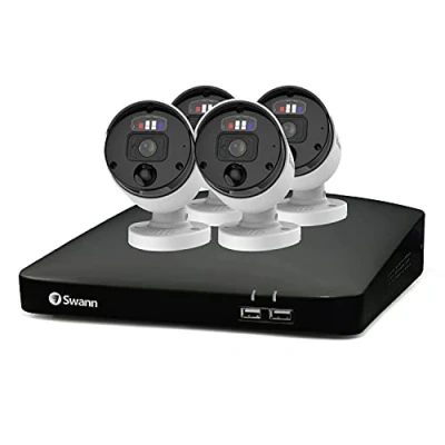 Image of Swann Professional NVR Security System with 2TB HDD, 4K UHD, 4 Camera 8 Channel, Wired Surveillance CCTV, Outdoor Indoor, PoE, Colour Night Vision, Heat Motion Sensing, Smart Video Analytics, 889904