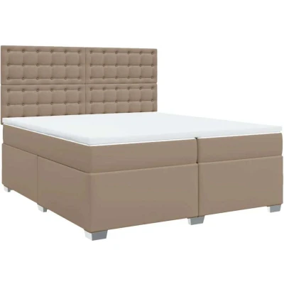 Image of vidaXL Box Spring Bed with Mattress Cappuccino 200x200 cm Faux Leather