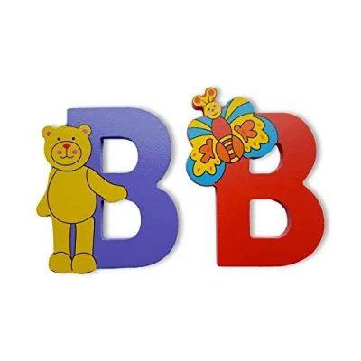 Image of Vinsani® WOODEN JUNGLE ANIMAL ALPHABET LETTERS PERSONALISED BEDROOM WALL DOOR NAME (B)