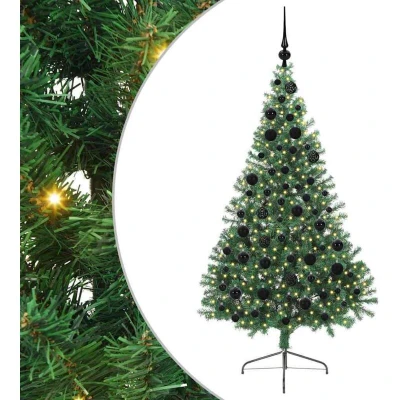 Image of vidaXL Artificial Pre lit Christmas Tree Green 180 cm PVC