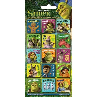Image of Paper Projects 01.70.12.055 DreamWorks Shrek Sparkly Reward Stickers Official Licensed Product Reusable on Non Porous Surfaces, 19.5cm x 9.5cm