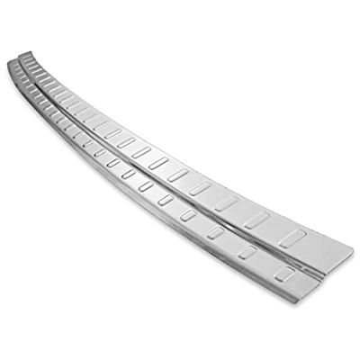 Image of Boot Sill Protector Matte Stainless Steel Compatible with Audi Q7 II from 2015 Type 4M Folded Edges Premium Quality RECAMBO