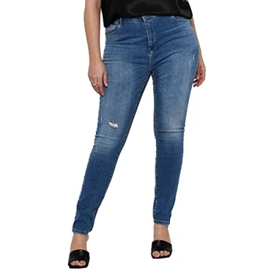 Image of ONLY Carmakoma Women&#039;s CARLAOLA Life HW SK JNS BB AZG809 NOOS Jeans, Light Blue Denim, 44W x 32L