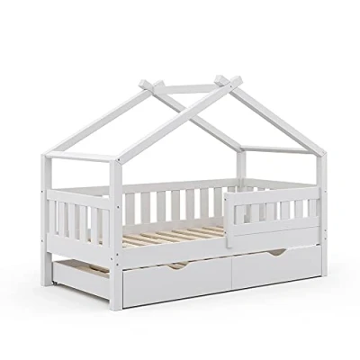 Image of VitaliSpa House bed Design, White, 80x160 cm with guest