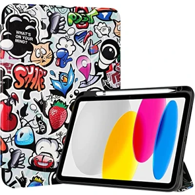 Image of ProCase for iPad 10th Generation Case with Pencil Holder 2022 10.9 Inch, Clear Back 10 Case, Gen A2696 A2757 A2777 Comics