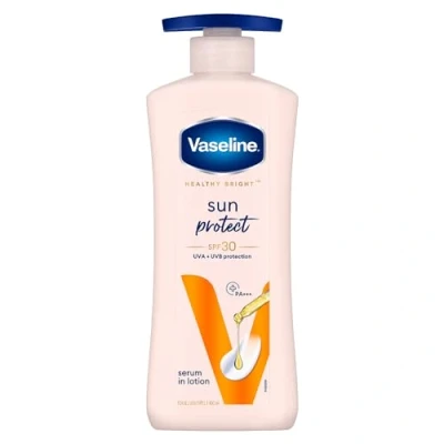 Image of Vaseline Healthy Bright Sun Protection Body Lotion SPF 30 400 ml, Daily Moisturizer For Dry Skin, Gives Non Greasy Glowing Skin Men &amp; Women