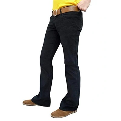 Image of Fuzzdandy Mens Black Bootcut Flared Cords 30 32 34 36 38 (38waist 30leg)