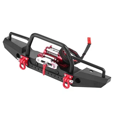 Image of Dpofirs Aluminum Alloy Front Bumper with Winch,RC Car Crawler Upgrade Part,for TRX 4,Classic Split Type Design,Includes A Winch ＆ Remote Control Manual Switch of