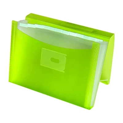 Image of Oxford, Accordion Folder A4+, Translucent Plastic Cover, 13 Pockets, Lime