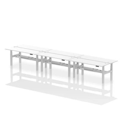 Image of Air B2B 1800x600mm Height Adjustable 6P Bench Desk CP White/Silver