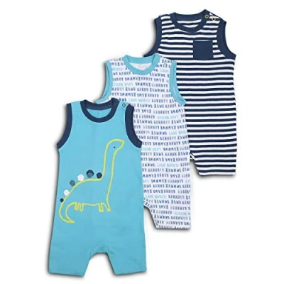 Image of Paradise Baby Boys 3 Pack Rompers BABYGROWS EX UK Store 1 24 Months Cotton