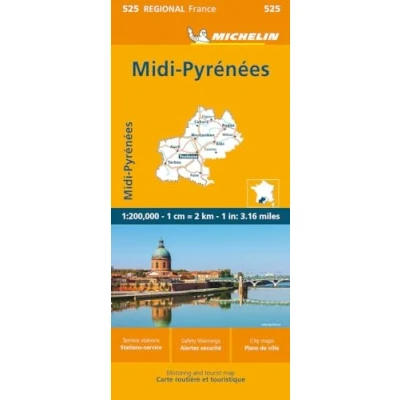 Image of Midi Pyrenees Michelin Regional Map 525: Straßen und Tourismuskarte 1:200.000 (Michelin Maps, 525)