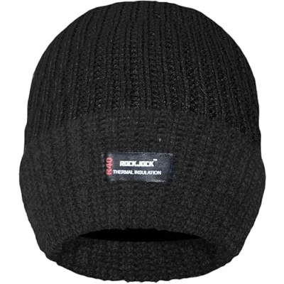 Image of Tomsey Thermal Winter Hat Thinsulate LED Beanie Bobble Hat, Hi Vis, Rechargable or Battery Running Chunky Fleece, Unisex Warm Christmas (Chunky Black Hat)