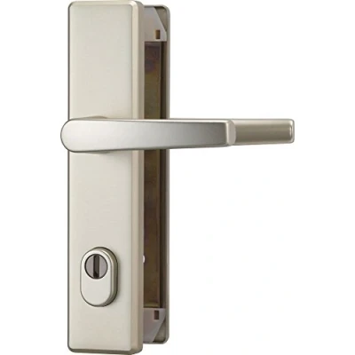 Image of ABUS HLZS814 F2 084126 Door Fitting with Steel Cylinder Protection Square Nickel Silver