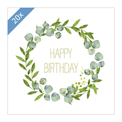 Image of Happy B&#039;day Paper Napkins, Pack of 20, 33 x cm, 3 ply, 16.5 FSC Certified