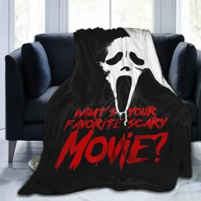 Image of LOUJIN Halloween Horror Movie Blanket,Ghost Face Blanket Lightweight &amp; Warm,Ultra Soft Comfy Flannel Blanket,Microfiber Fleece Blanket,Anti pilling Plush