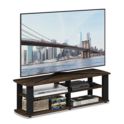 Image of Furinno TV Entertainment Center, Wood, Columbia Walnut/Black, one size