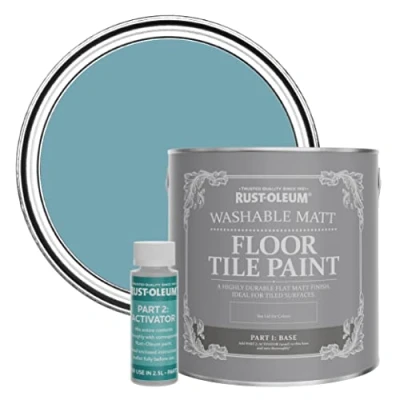 Image of Rust Oleum Blue Washable Matt Floor Tile Paint Belgrave 2.5L